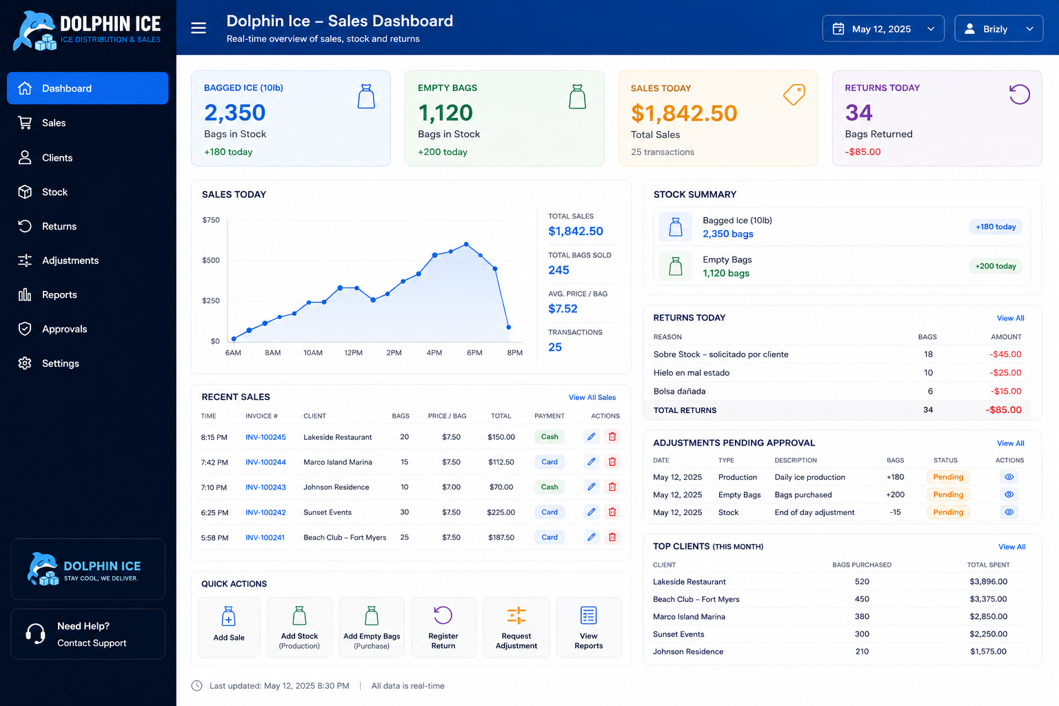 Dolphin Ice dashboard